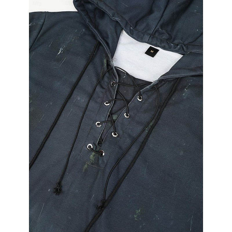 Men's Halloween Skull Lace-Up Hoodie