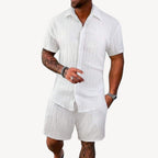 Men's Textured Shirt and Short Set