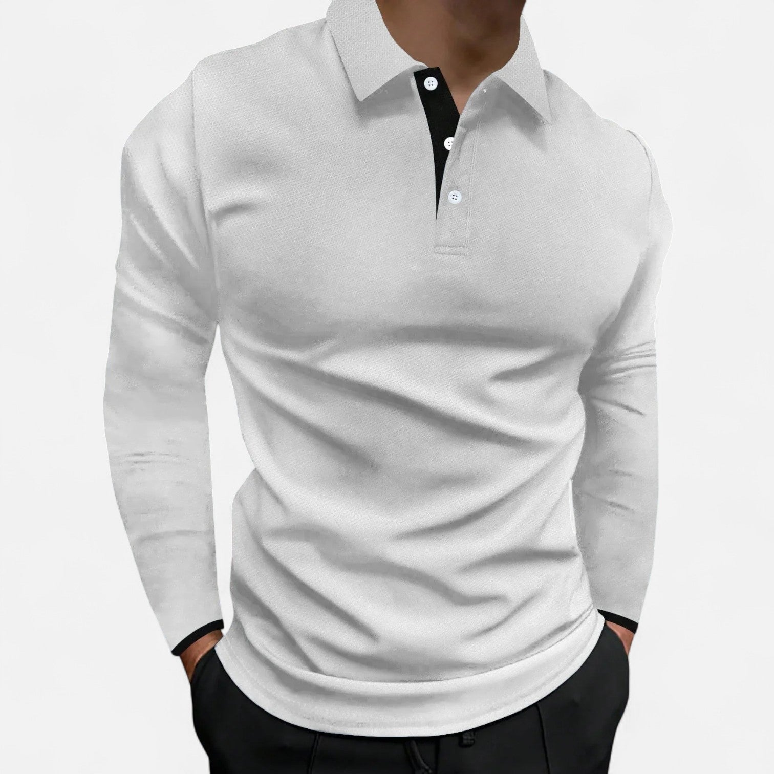 Men's Long Sleeve Casual Polo Shirt