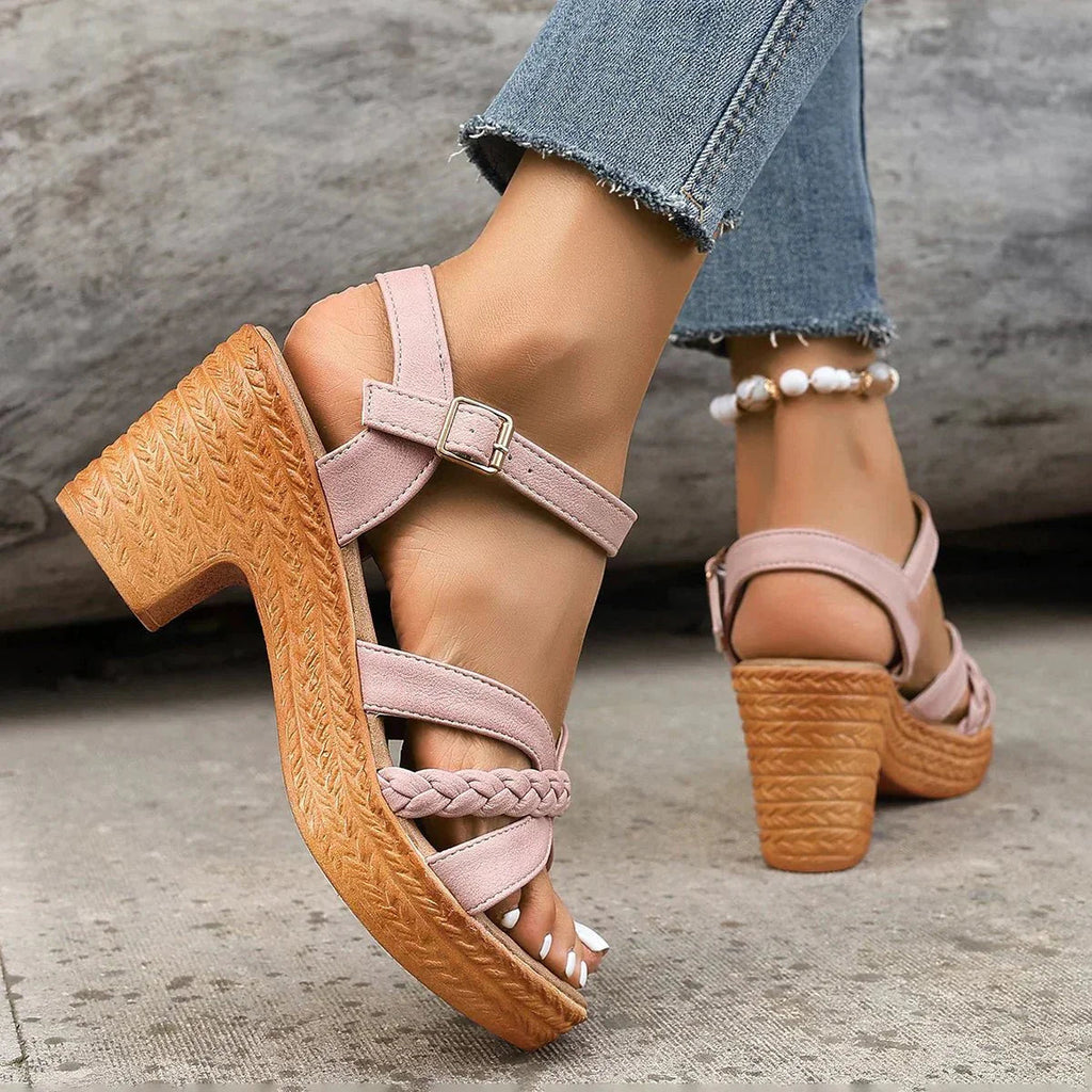 Women’s Braided Strap Platform Heel Sandals
