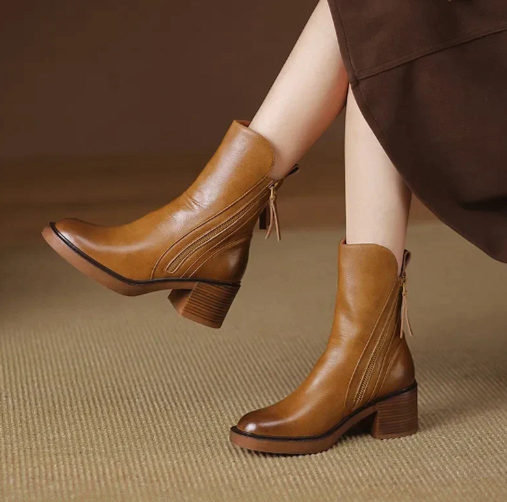 Women’s Side Zip Block Heel Ankle Boots
