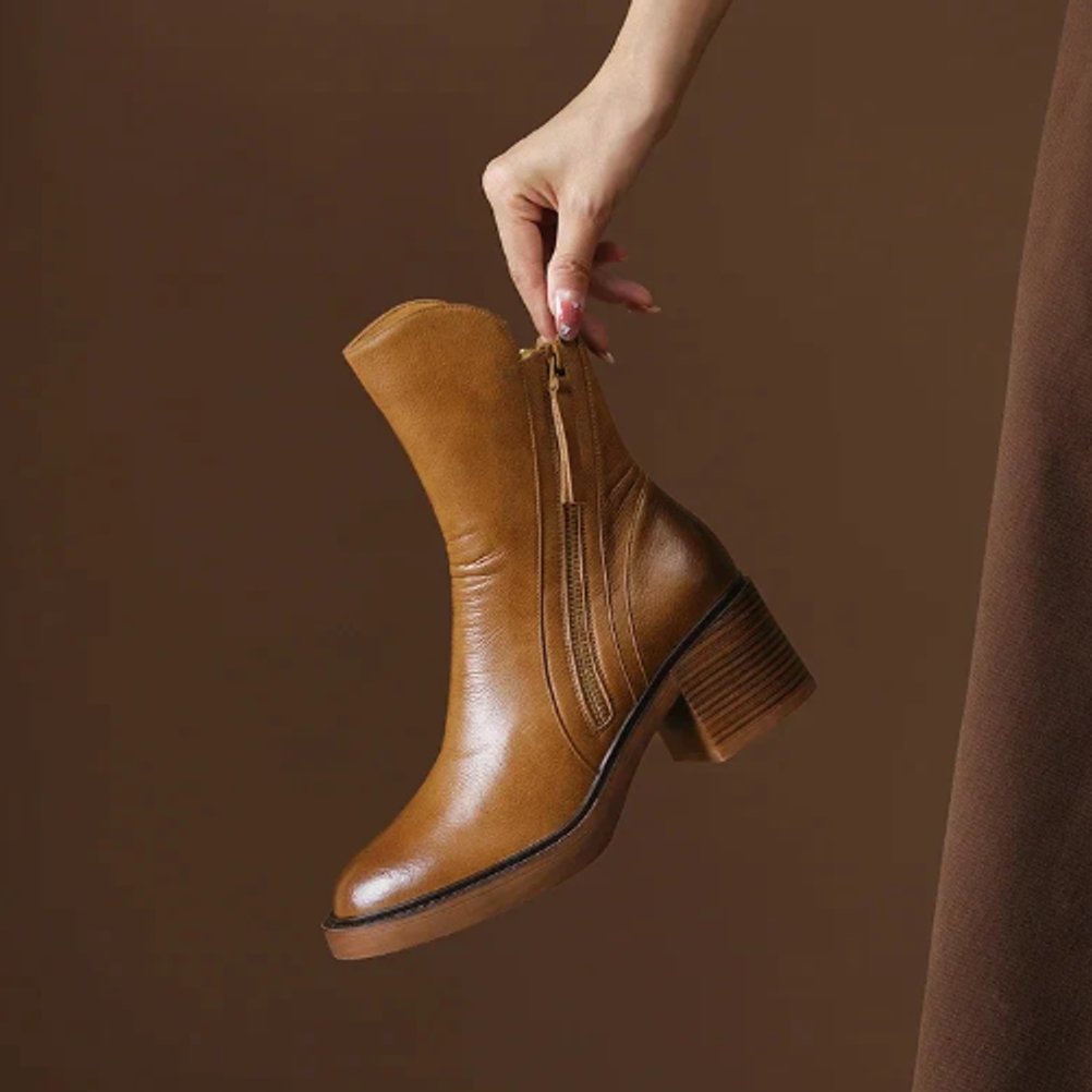 Women’s Side Zip Block Heel Ankle Boots