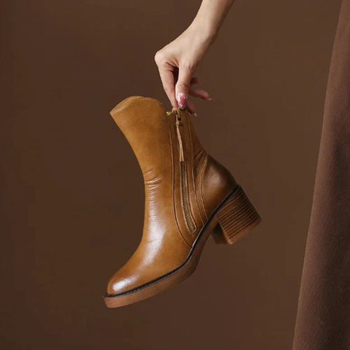 Women’s Side Zip Block Heel Ankle Boots