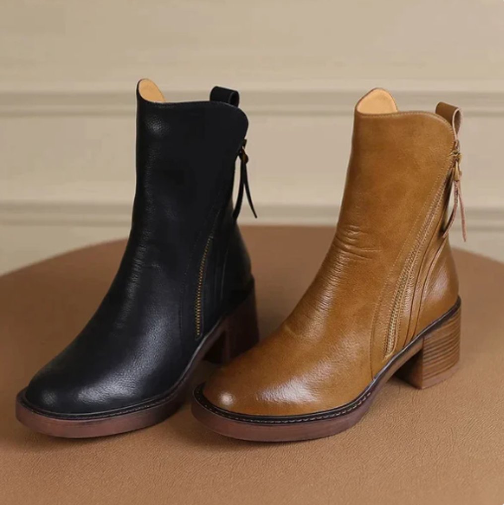 Women’s Side Zip Block Heel Ankle Boots