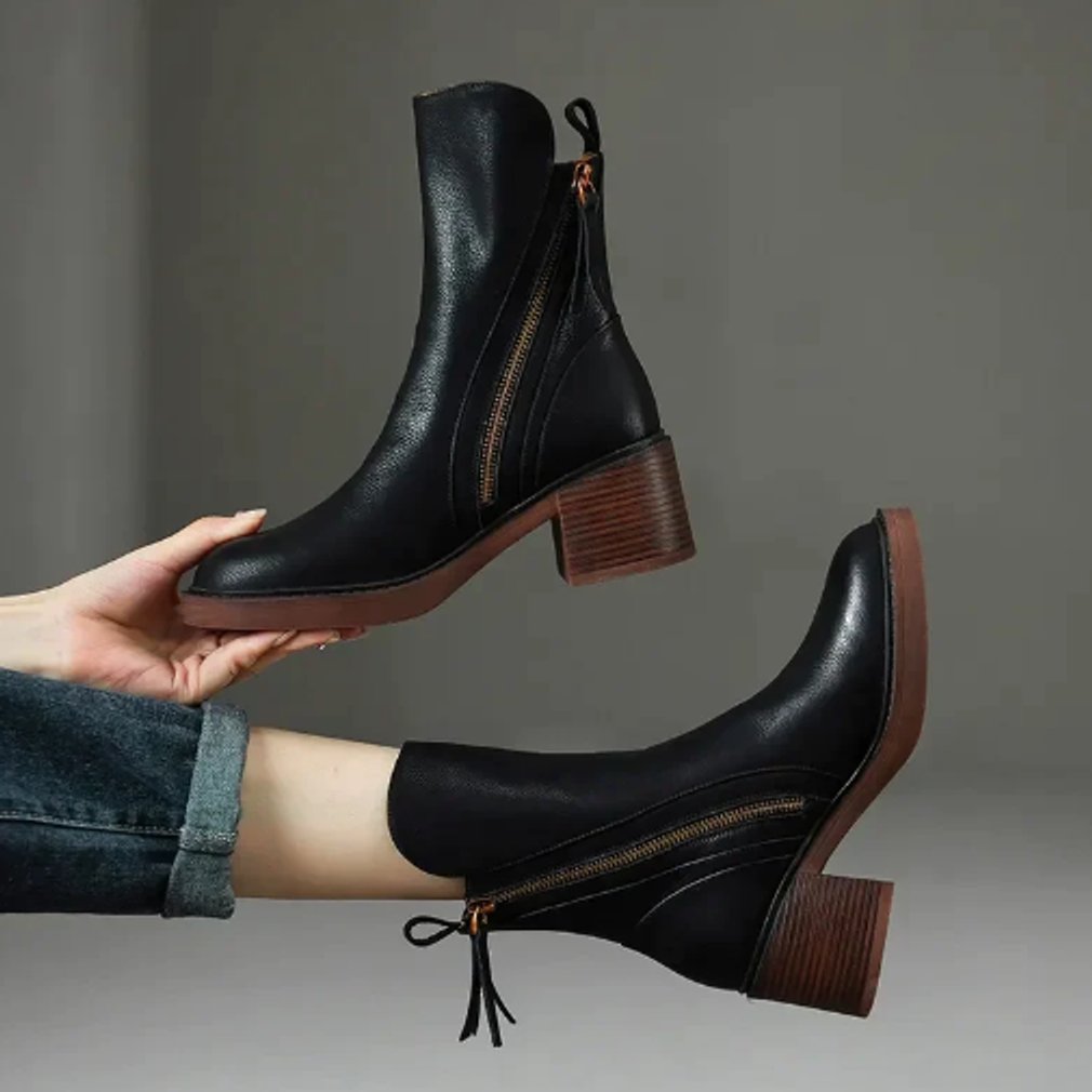 Women’s Side Zip Block Heel Ankle Boots