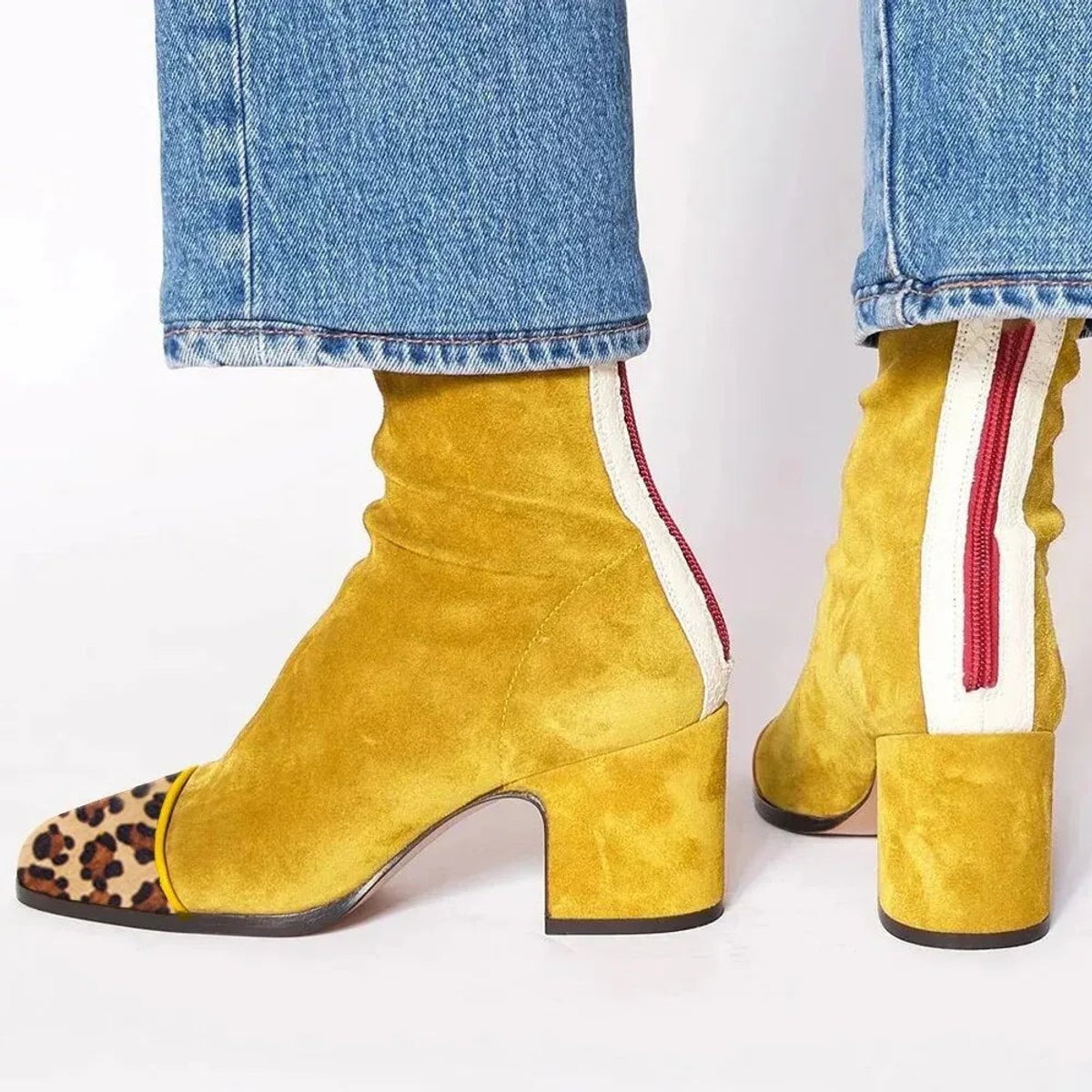 Women’s Square Toe Block Heel Ankle Boots