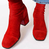 Women’s Square Toe Block Heel Ankle Boots