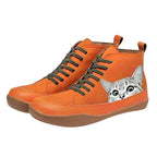 Women’s Cat Print Lace-Up Ankle Boots
