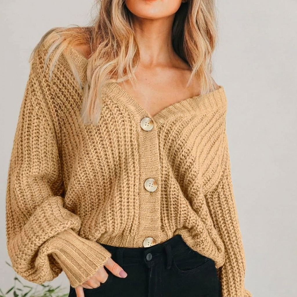 Women’s Chunky Knit V-Neck Cardigan