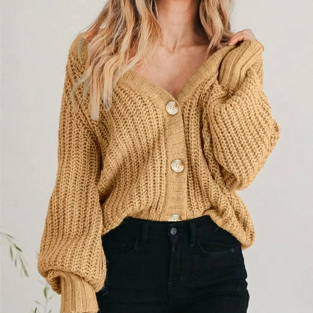 Women’s Chunky Knit V-Neck Cardigan