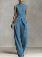 Women’s Sleeveless Top and Wide-Leg Pants Set