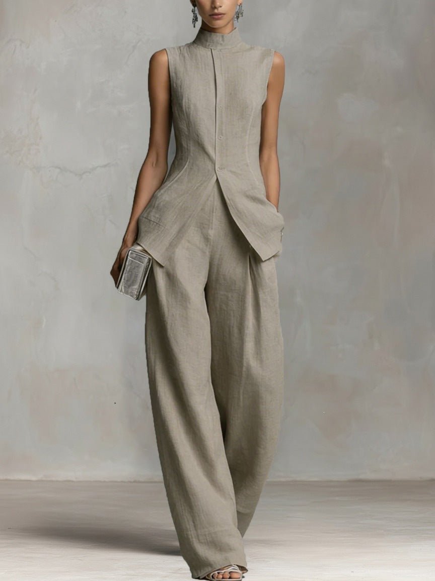 Women’s Sleeveless Top and Wide-Leg Pants Set