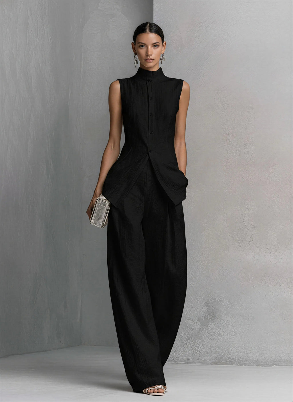 Women’s Sleeveless Top and Wide-Leg Pants Set