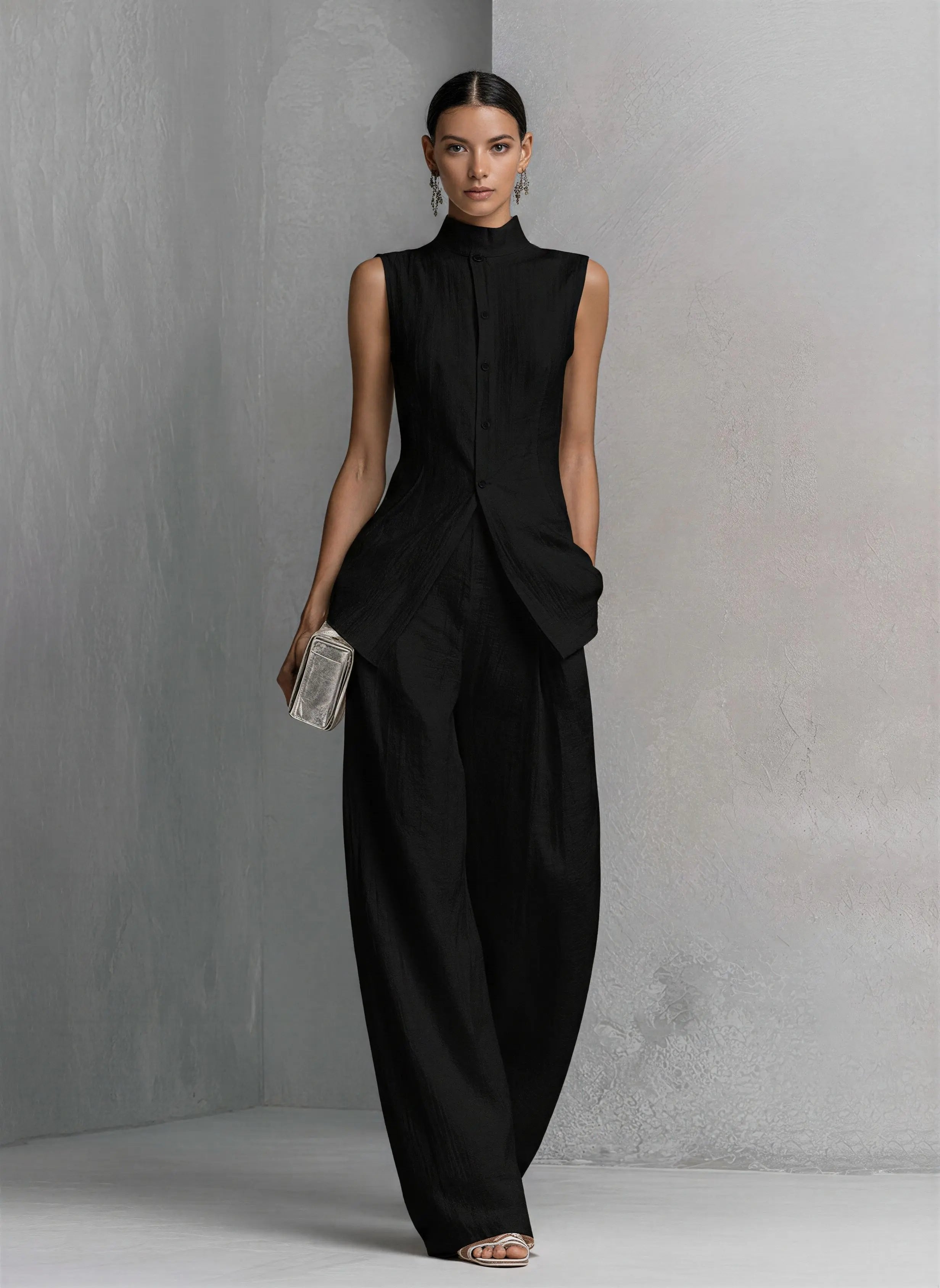 Women’s Sleeveless Top and Wide-Leg Pants Set