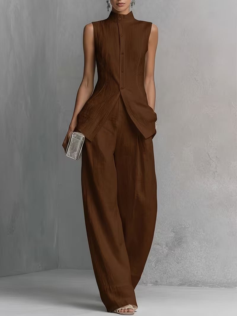 Women’s Sleeveless Top and Wide-Leg Pants Set
