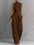 Women’s Sleeveless Top and Wide-Leg Pants Set