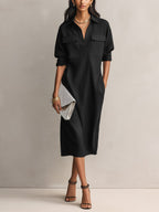 Women’s Relaxed Utility Midi Shirt Dress