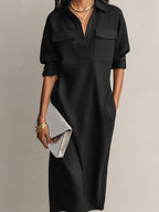 Women’s Relaxed Utility Midi Shirt Dress