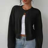 Women's Button-Front Crew Neck Cardigan
