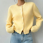 Women's Button-Front Crew Neck Cardigan