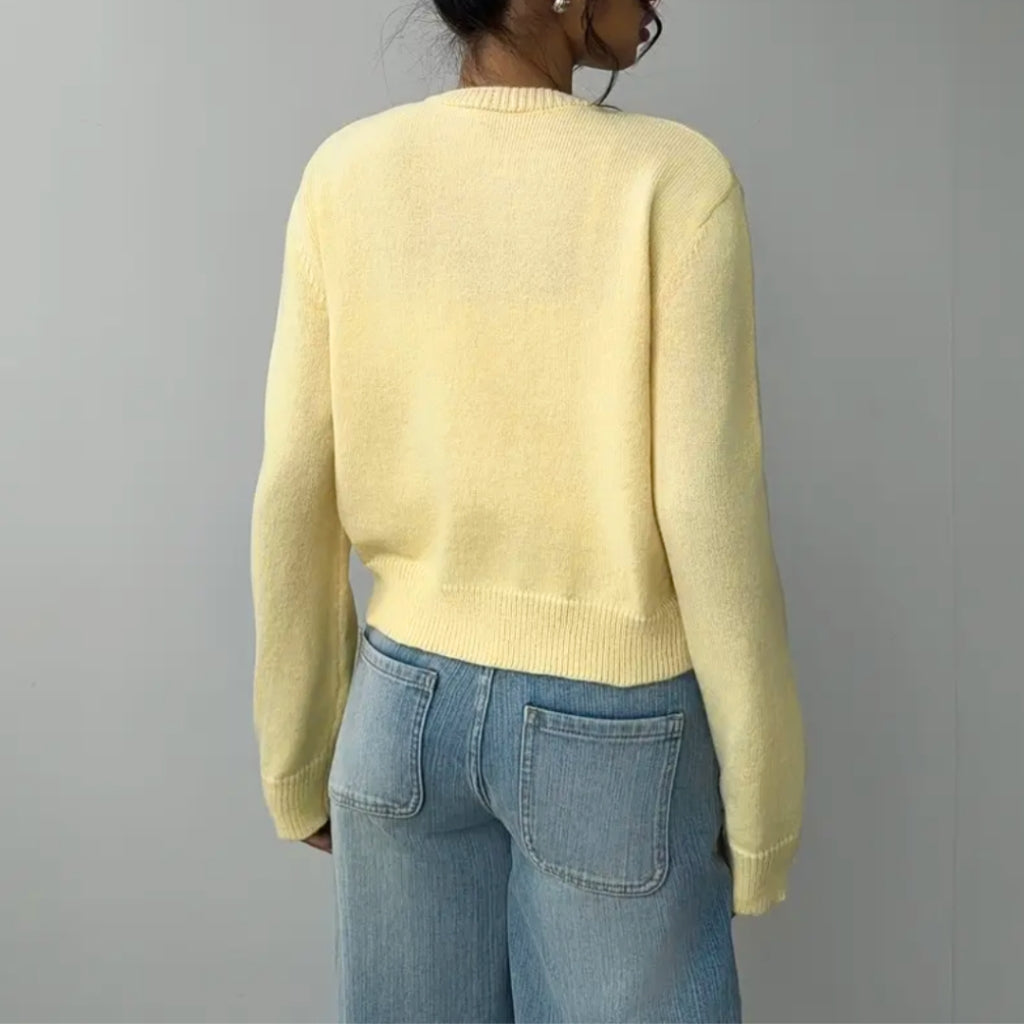 Women's Button-Front Crew Neck Cardigan