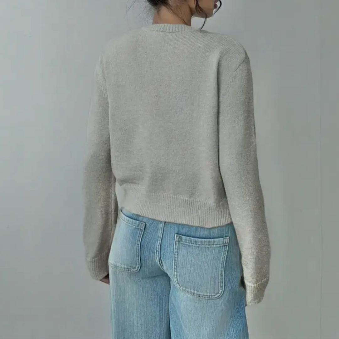 Women's Button-Front Crew Neck Cardigan