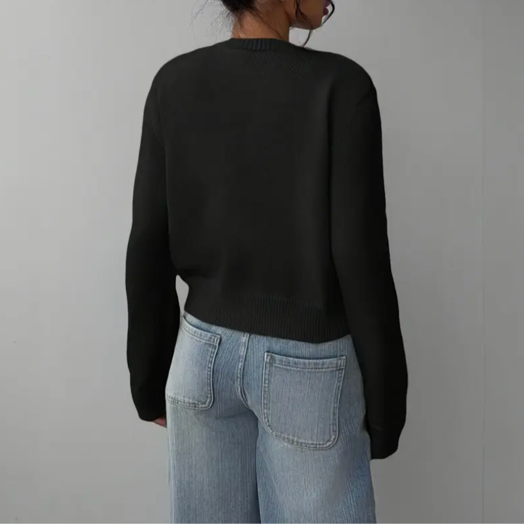 Women's Button-Front Crew Neck Cardigan