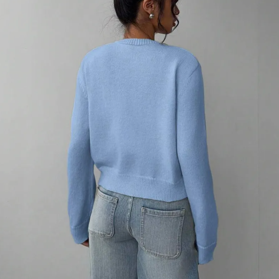 Women's Button-Front Crew Neck Cardigan