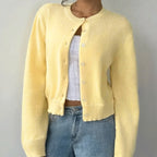 Women's Button-Front Crew Neck Cardigan