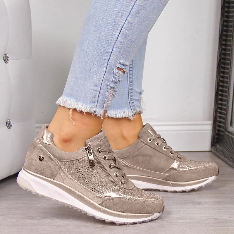 Women’s Lace-Up Sneakers with Side Zipper