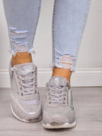 Women’s Lace-Up Sneakers with Side Zipper