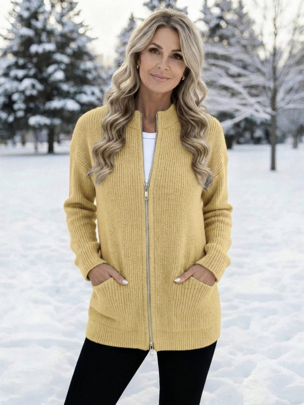 Women's Full-Zip Mock Neck Sweater