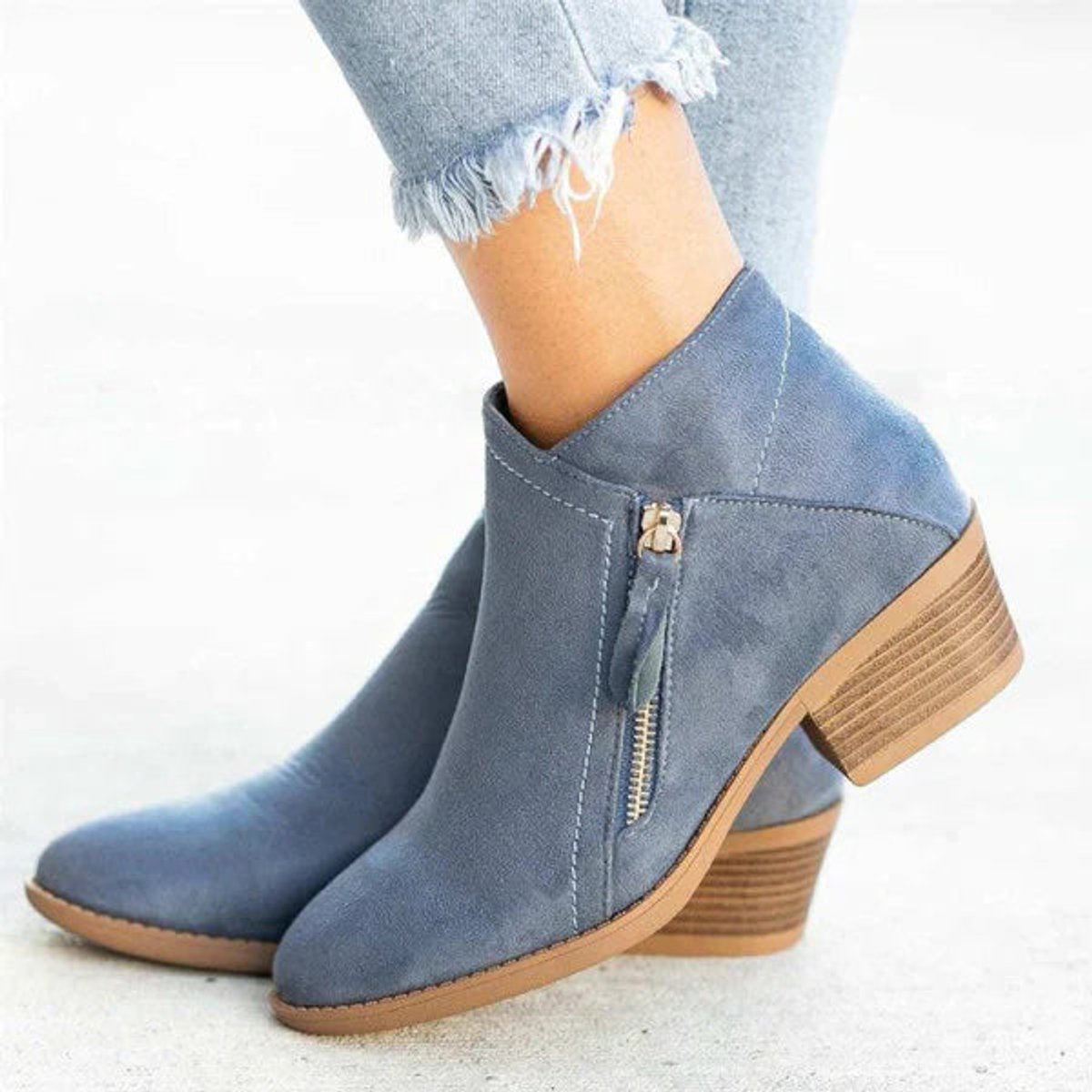 Women’s Side Zip Block Heel Ankle Boots