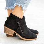 Women’s Side Zip Block Heel Ankle Boots