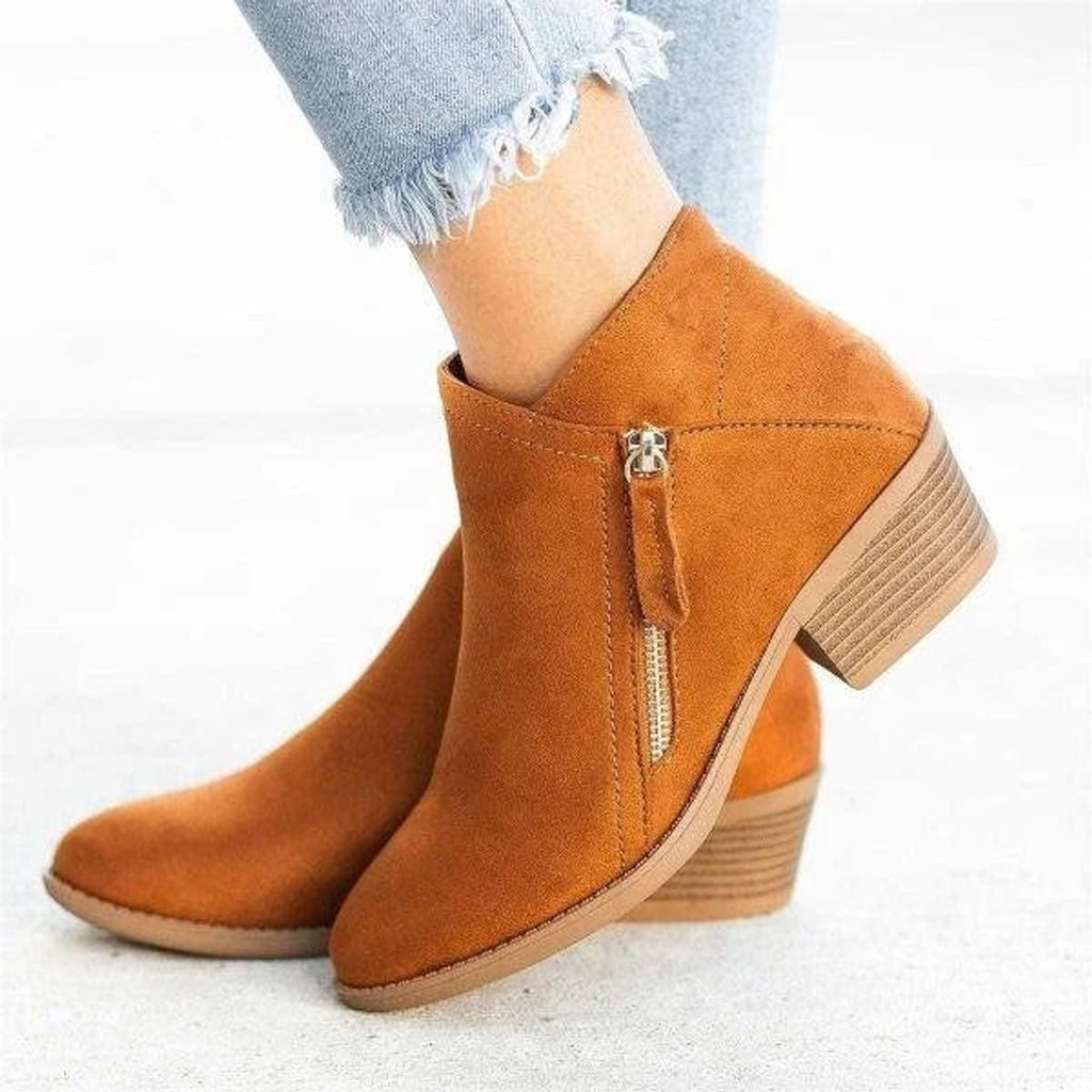 Women’s Side Zip Block Heel Ankle Boots