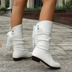 Women’s Slouchy Mid-Calf Block Heel Boots