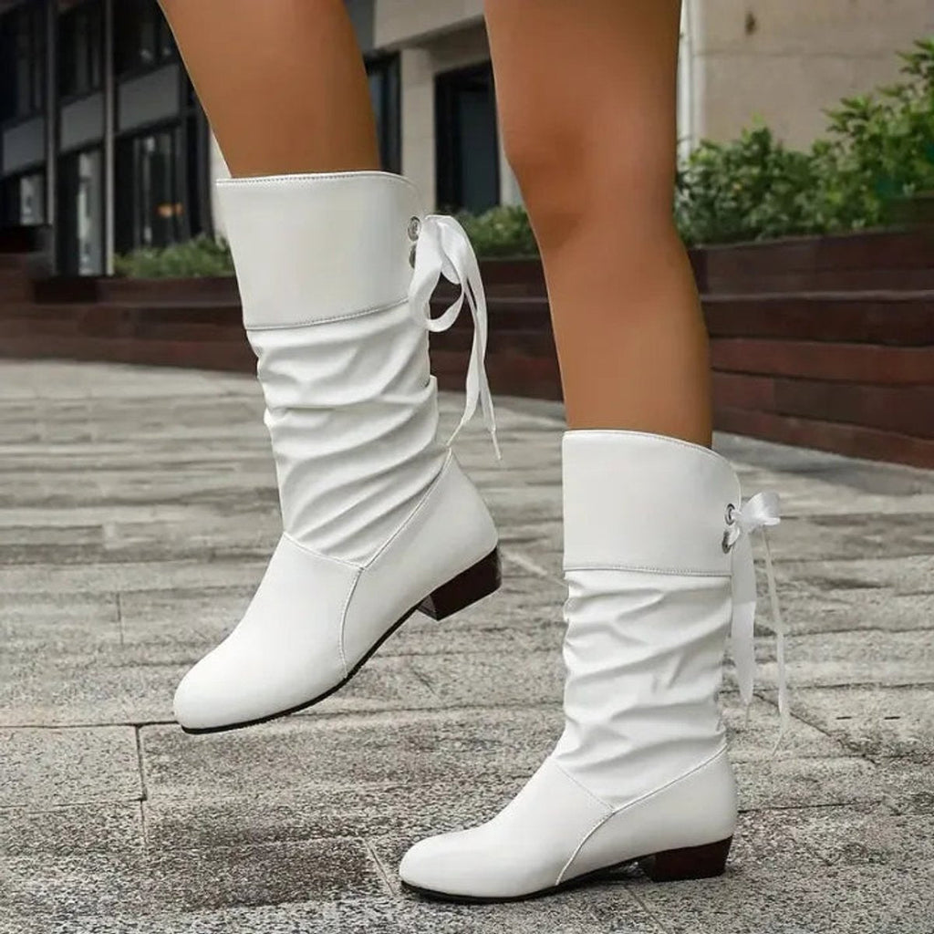 Women’s Slouchy Mid-Calf Block Heel Boots