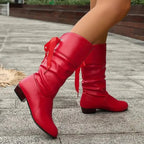 Women’s Slouchy Mid-Calf Block Heel Boots