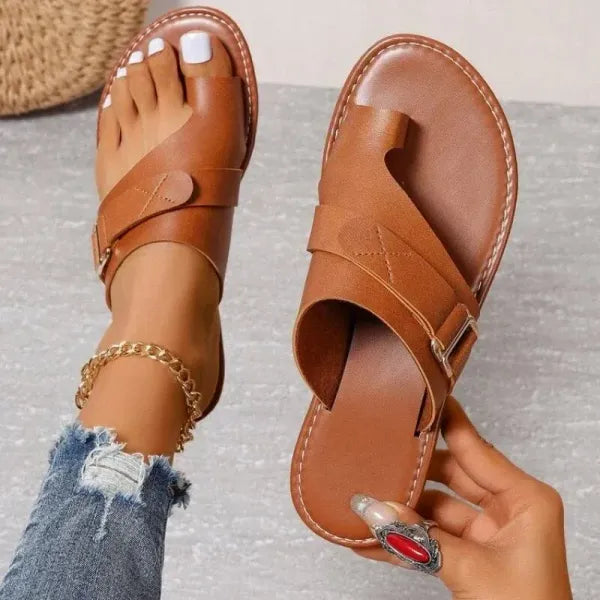 Women’s Adjustable Toe-Loop Flat Sandals