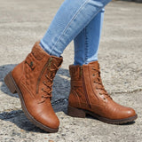 Women's Lace-Up Quilted Ankle Boots