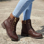 Women's Lace-Up Quilted Ankle Boots