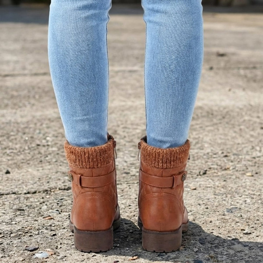 Women's Lace-Up Quilted Ankle Boots