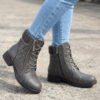 Women's Lace-Up Quilted Ankle Boots