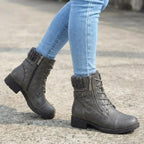 Women's Lace-Up Quilted Ankle Boots