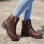 Women's Lace-Up Quilted Ankle Boots