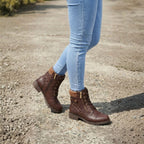 Women's Lace-Up Quilted Ankle Boots