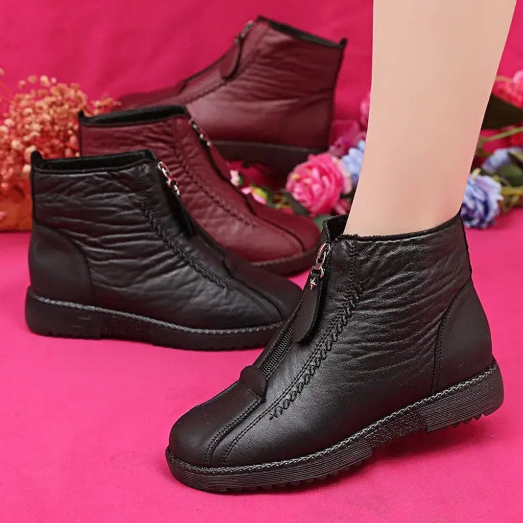 Women’s Textured Front Zip Ankle Boots