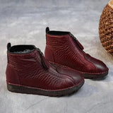 Women’s Textured Front Zip Ankle Boots