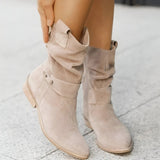 Women's Slouch Mid-Calf Low Heel Boots