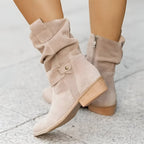 Women's Slouch Mid-Calf Low Heel Boots